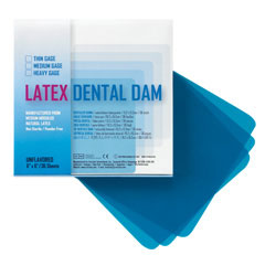 Crosstex Dental Dams, Blue, 5"x5", Unflavored, 52sheets/box