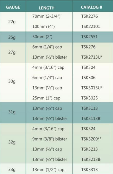 TSK Steriject Hypodermic Needles 100/bx