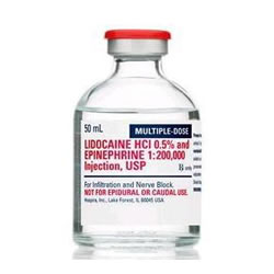 Lidocaine 0.5% w/Epi MDV 50mL, 25/box